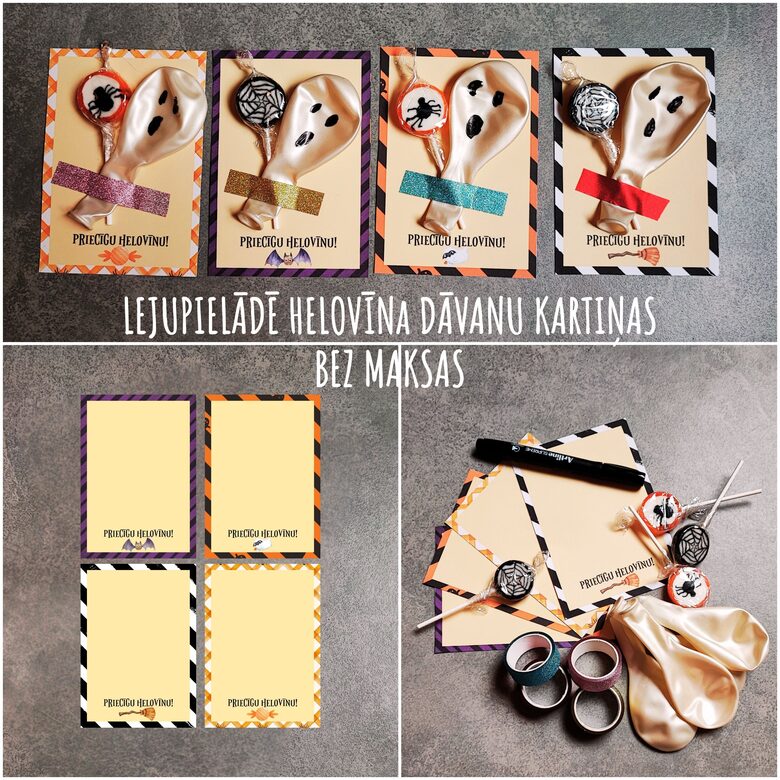 Helovīna dāvanu kartiņas BEZ MAKSAS, Digitāls PDF un JPG fails